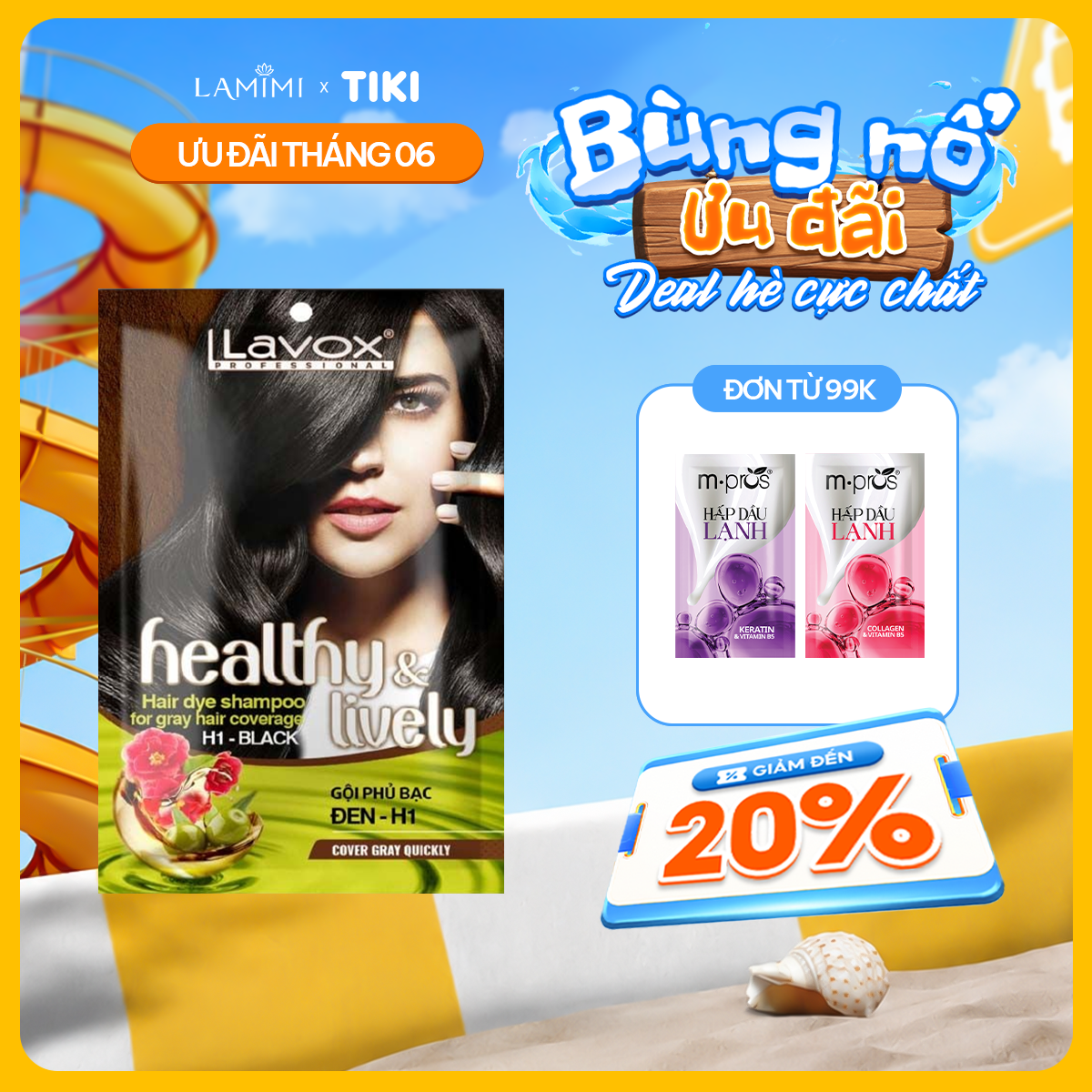 Gói Gội Phủ Bạc Lavox Healthy &amp; Lively 30ml Nâu Đen - Lên Màu Tự Nhiên Tại Nhà Tiện Lợi Lamimi Chính Hãng
