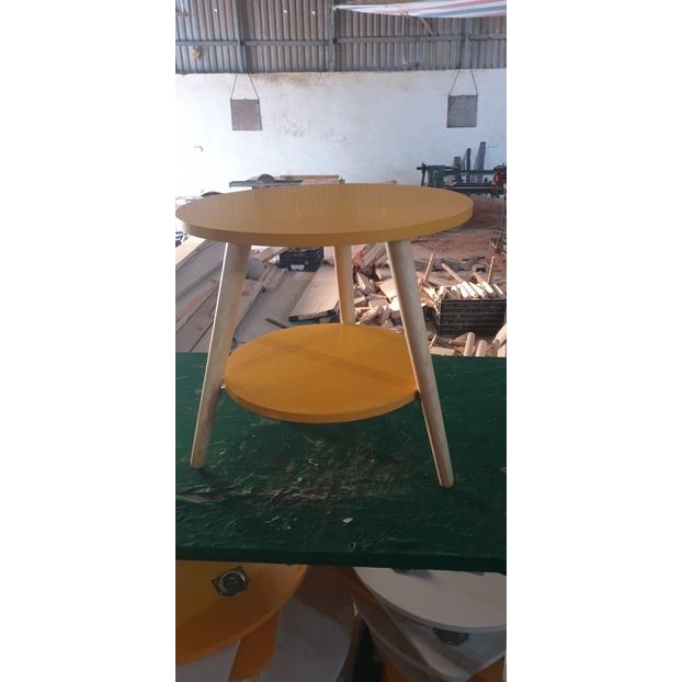 Bàn Decor, trà, cafe Hình Tròn 2 tầng chân cao 50cm phong cách hiện đại