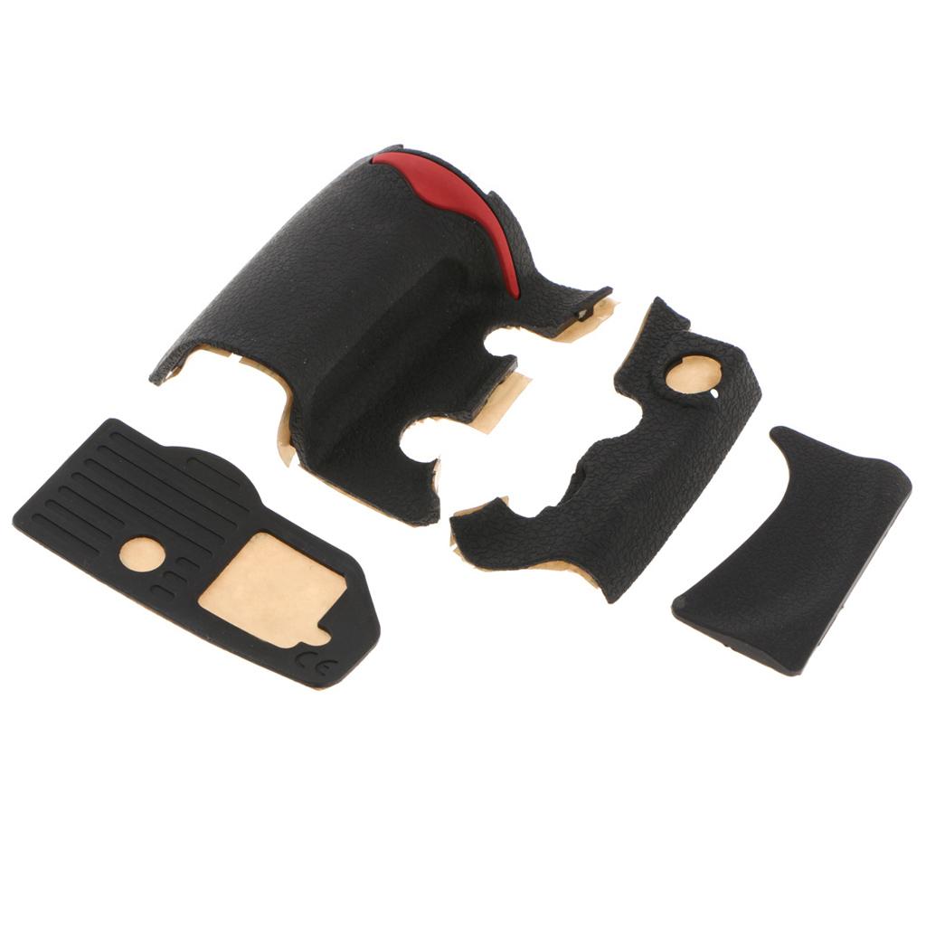 4 Pieces Grip USB Rubber Unit  For Nikon D300 Front Rear Cover With Tape - Black