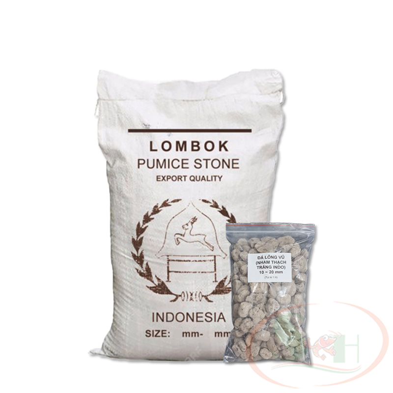 Đá lông vũ nham thạch trắng Indonesia túi 1 lít đá bọt Pumice giá thể lót nền trồng cây sứ lọc nước