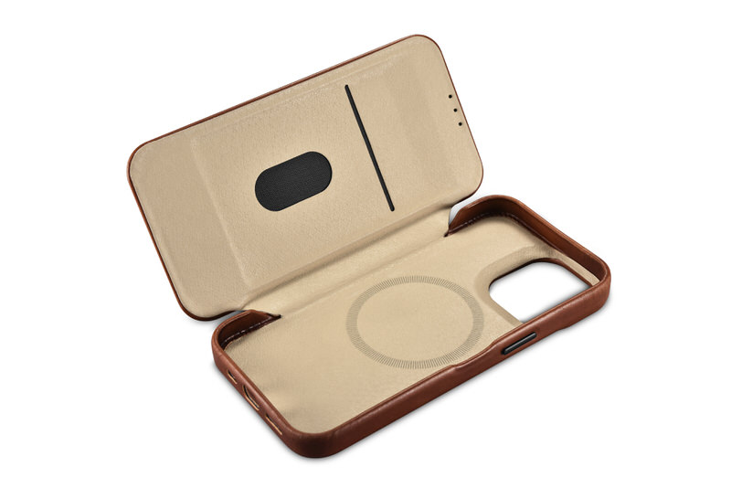 Bao da iCarer hỗ trợ sạc không dây dành cho iPhone 14 Pro Max iCarer Curved Edge Real Leather – Hàng chính hãng
