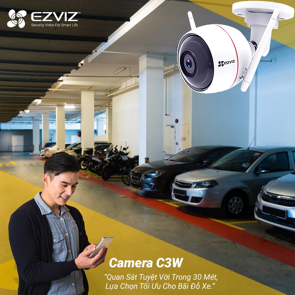 Combo Camera Wi-fi Trong Nhà EZVIZ C3W 2MP Không Màu Kèm Thẻ Nhớ 32GB/64GB - Hàng Chính Hãng
