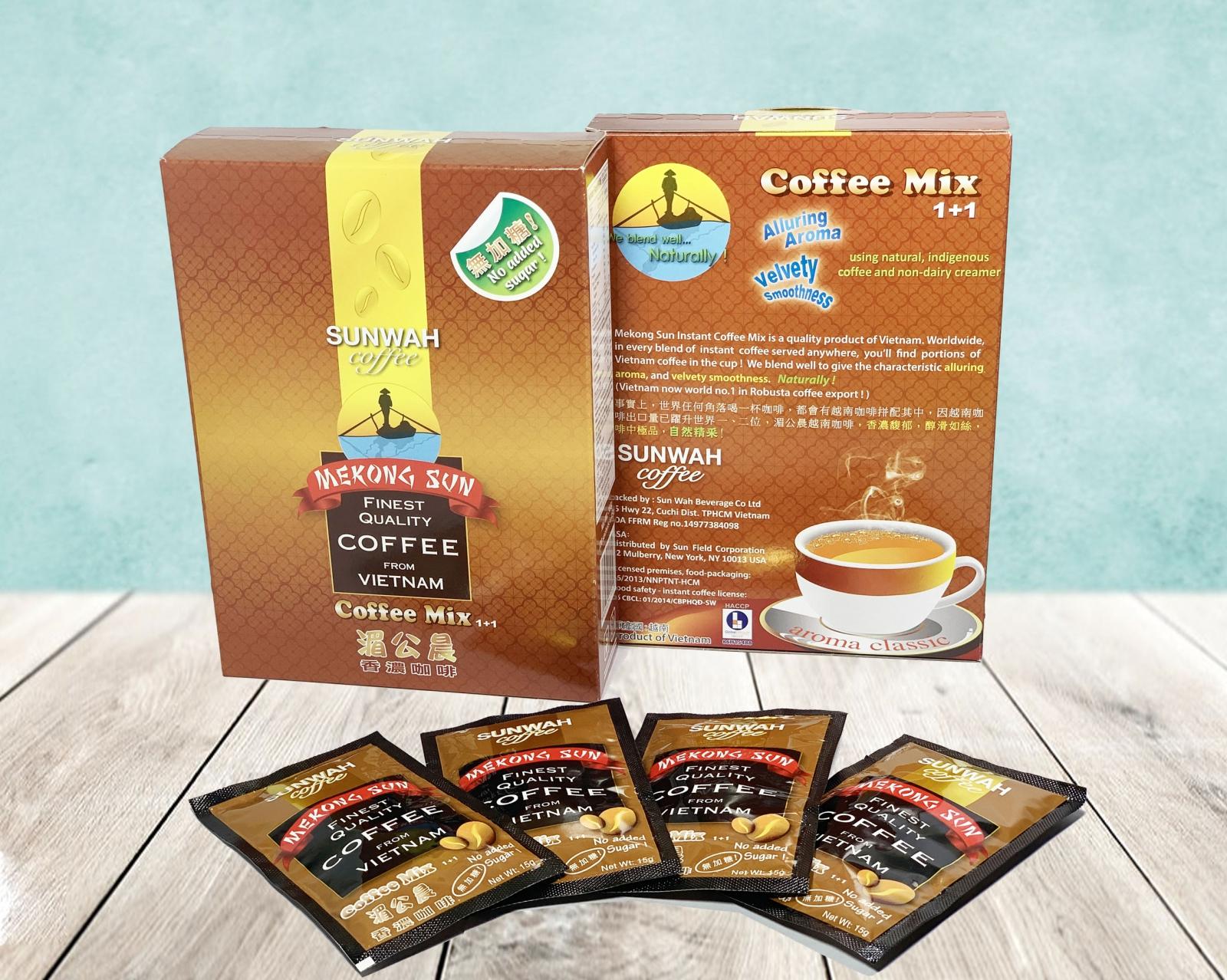 Cà phê hòa tan 1 + 1 Mekong Sun 
Hộp 20 gói