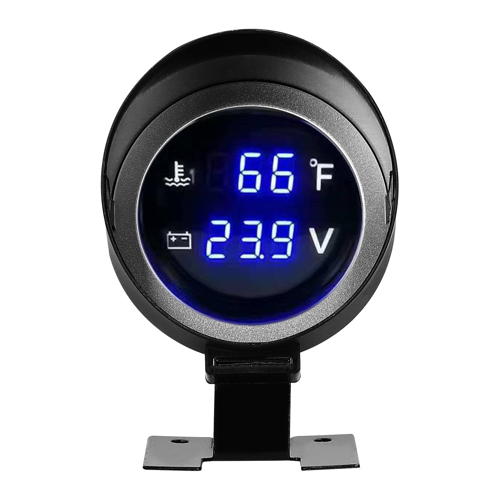 2 in 1 Universal Car Digital Gauge Water Temperature Voltage Gauge Voltmeter 9-36V with 1/8NPT Sensor for Car Truck SUV RV