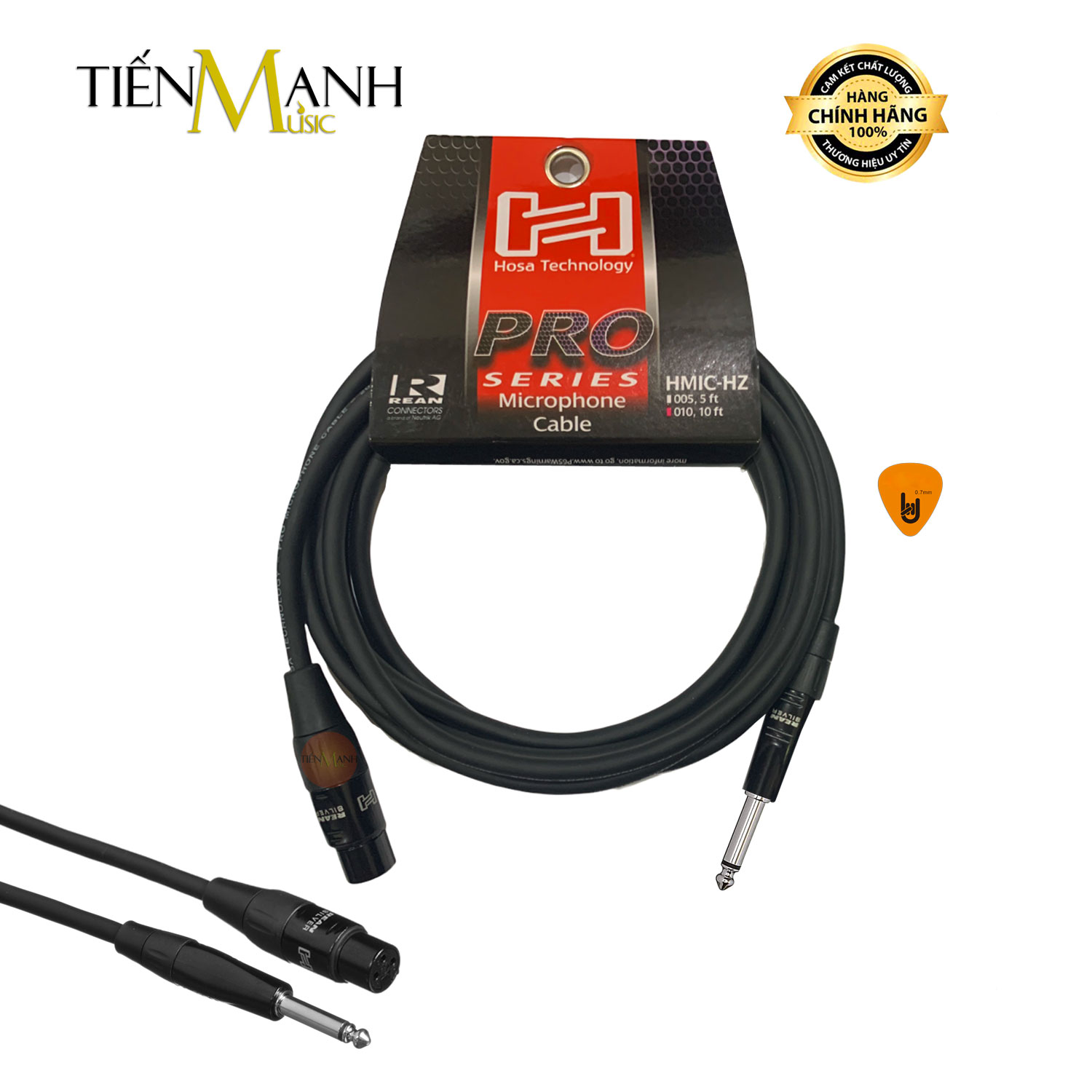 Dây Cáp Micro Hosa Hát Karaoke Pro REAN XLR Canon Cái sang 6ly TS Mono Dài 3m, 7.5m HMIC-010HZ, HMIC-025HZ Cable XLR3F to 1/4 in Hàng Chính Hãng - Kèm Móng Gẩy DreamMaker