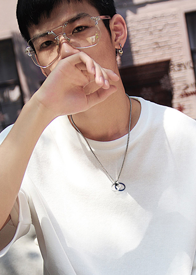 Mặt dây chuyền 3 vòng MDC346 (Màu bạc, xanh)