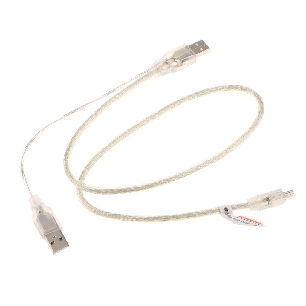 USB 2.0 Two A Type Male to Mini 5 Pin Male Y Cable For Mobile Hard Disk