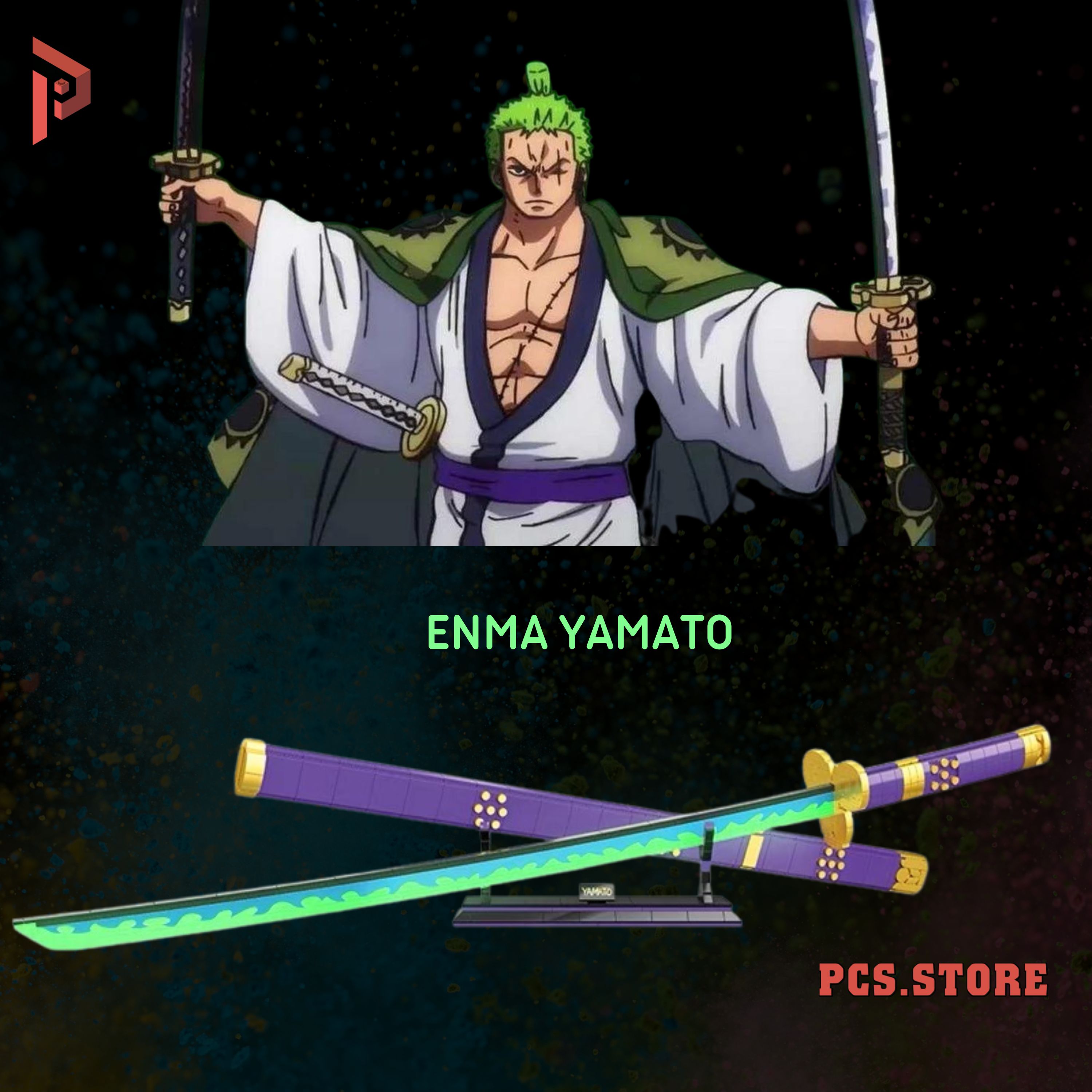 Đồ Chơi Lắp Ráp Mô Hình Kiếm Dạ Quang Enma Của Zoro Trong One Piece - PCS STORE