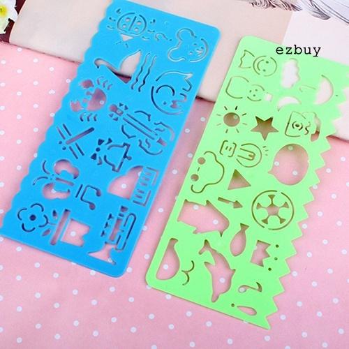 EY-4Pcs Cute Kids Graphics And Symbols Drawing Template Stencil Ruler Stationery