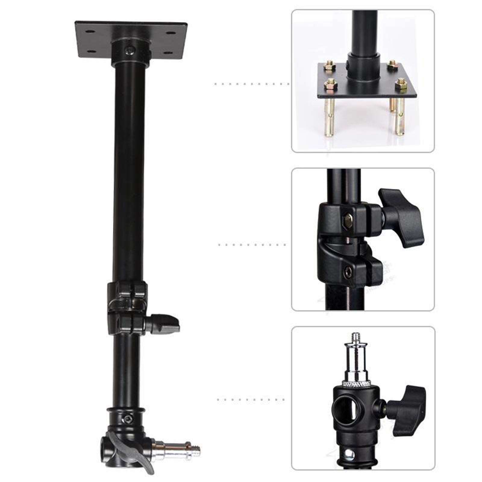 Camera Video Ceiling Light Stand with 1/4 3/8 Adapter 15"-26" for Strobe