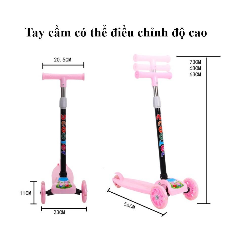 Xe Trượt Scooter 3 Bánh Đèn Led Phát Sáng - Xe trượt gấp gọn thông minh Cho bé 3-8 tuổi