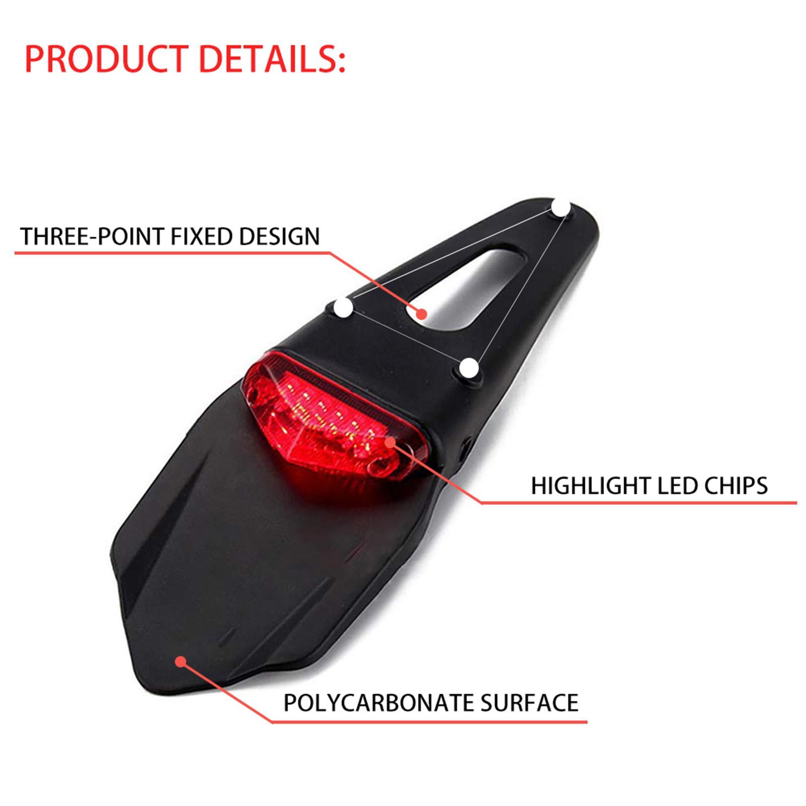 Universal Motorcycle Rear Mudguard with Brake Lamp Durable High Performance Accessories License Plate Bracket Holder Off-Road Bike