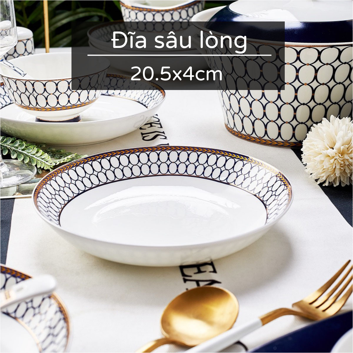 Bộ bát ăn cơm SỨ XƯƠNG Giang Tây cao cấp 60 chi tiết - Bộ chén ăn cơm sang trọng, tinh tế - Bát đĩa mỏng nhẹ nhưng cứng trong và cách nhiệt tốt. Mã GS23