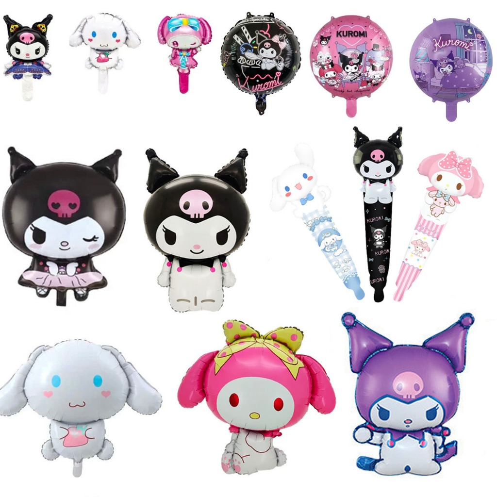 Bong Bóng Kiếng Nhôm Chủ Đề Hoạt Hình Kuromi Cinnamon Dog Sanrio KT Melody