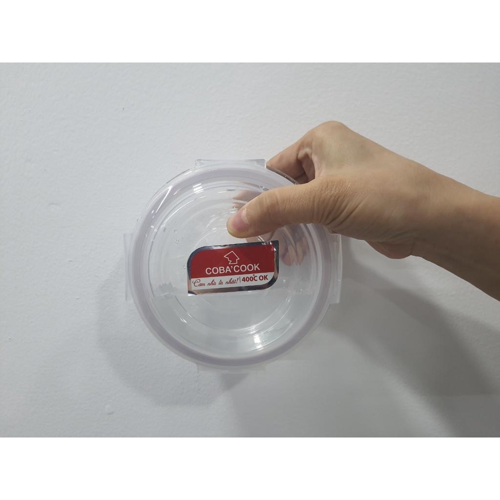 Bộ 2 hộp thủy tinh COBACOOK chịu nhiệt dung tích 400ml KÈM 1 túi giữ nhiệt -CCR42BL