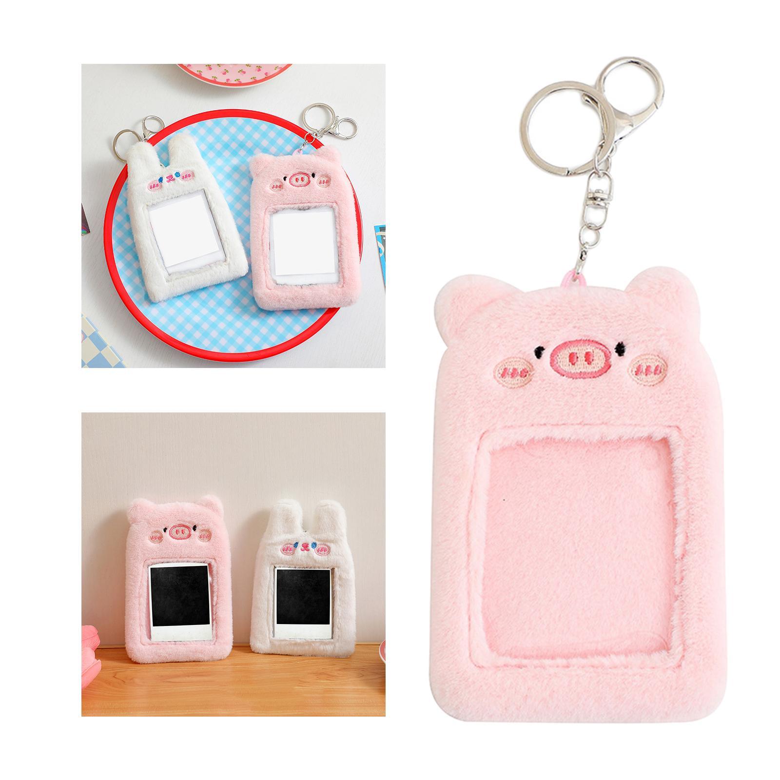 Plush Keychain Holder Photo Sleeves Plush Protective Case for Bus Card