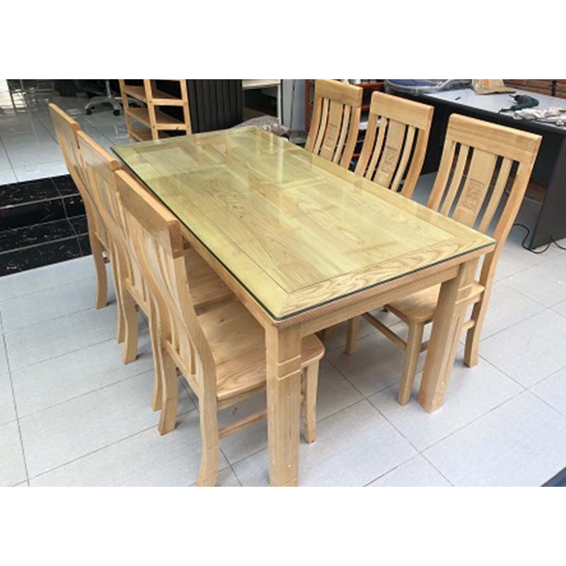 Bộ Bàn Ăn Gỗ Sồi Khuôn tranh 6 ghế cao cấp,bộ bàn ăn nhà bếp màu tự nhiên