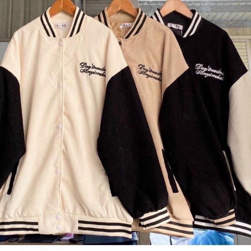 AK46_Áo Khoác Bomber Unisex Chất Nhung Tăm QC Thêu Chữ D May 2 Lớp_Chất Nhung Dày Mịn Thêu Sắc Nét_Tay Bo Len Dệt Kim