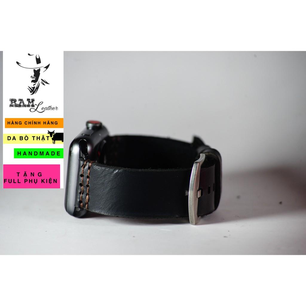 Dây đồng hồ RAM Leather da bò handmade - RAM simple đen 2021