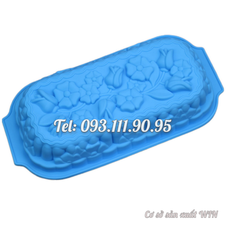 Khuôn silicon làm đế bánh, rau câu, bánh mì hình chữ nhật các loại hoa - Loại 32 cm - Mã số 1127