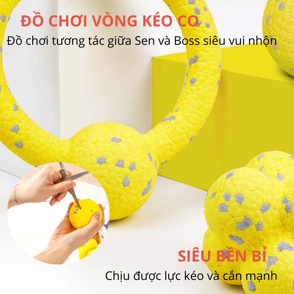 Đồ chơi cho chó FOFOS, Vòng kéo co cắn gặm, Đồ chơi tương tác cực vui nhộn, Giảm đau răng nướu, Chất liệu bền bỉ an toàn