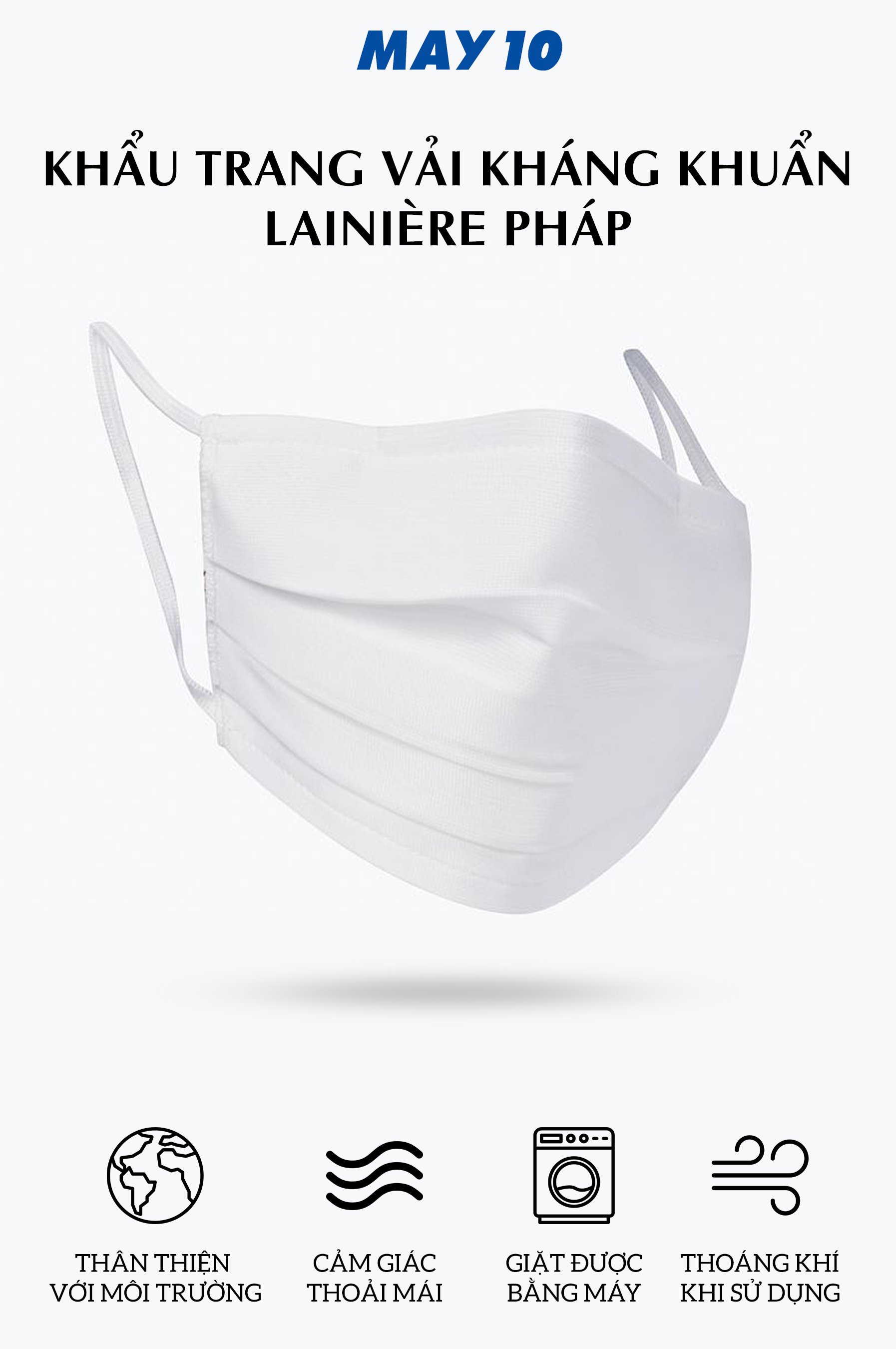 KHẨU TRANG VẢI XUẤT DƯ MAY 10 - LAINIÈRE PHÁP