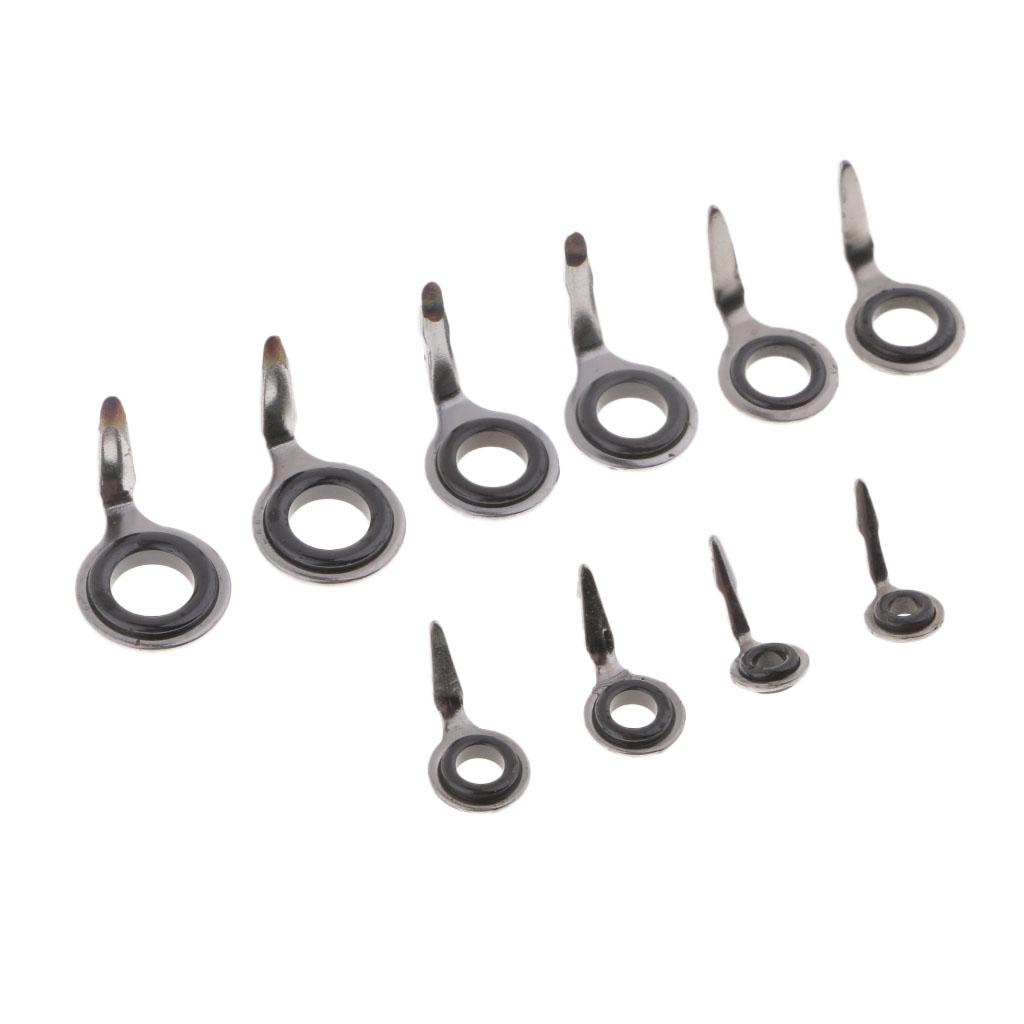 10pcs Stainless Steel 304 Fishing Rod Guides Ceramic Ring Eye Ring Line Ring