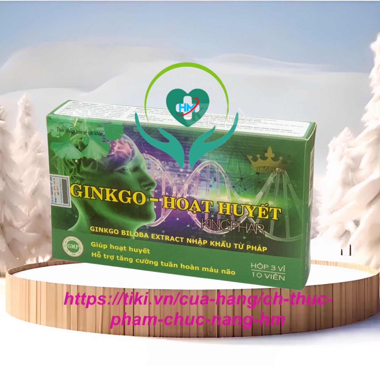 Viên uống Ginkgo - Hoạt huyết Kingphar , hộp 30v, tăng cường tuần hoàn não