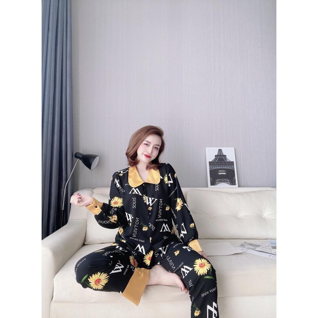 Đồ Mặc Nhà, Đồ Ngủ Sexy Nữ Pyjama Quần Dài Tay Ngắn Chất Đũi Lụa Mềm Mát Dưới 65Kg