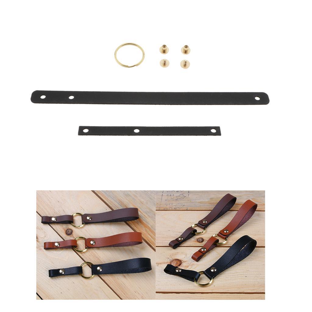 2-4pack DIY Leather Craft Making Kit Key Chain Rope Leather Material Black