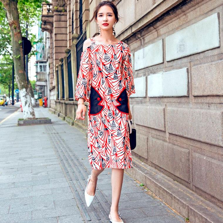 Đầm Nữ Tay Lỡ Trễ Vai Thời Trang Hàn