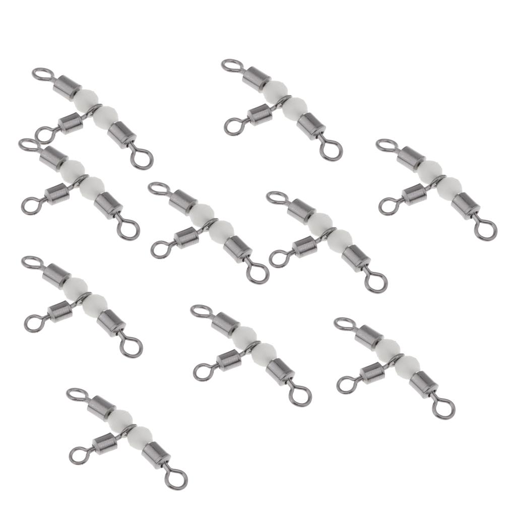 10pcs 3 Way Swivel Luminous Rolling Barrel T shape Swivel Connector 4.6cm