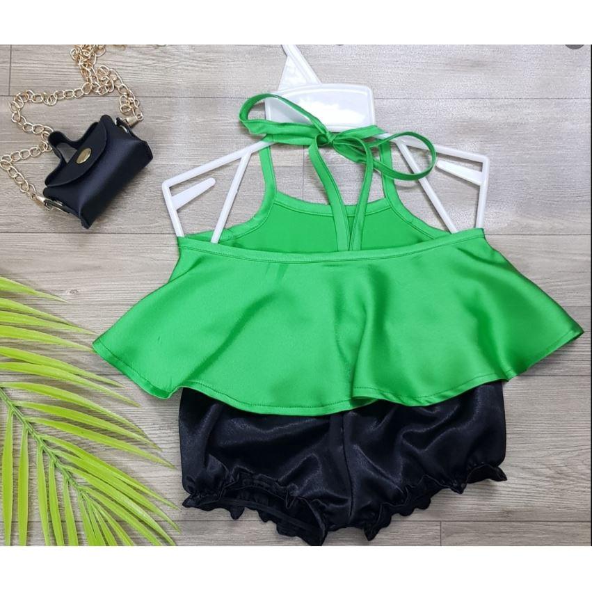 Bộ đồ bé gái áo yếm 2 dây sexy lụa cao cấp 8-22kg Angel Baby Thời Trang Thiết Kế