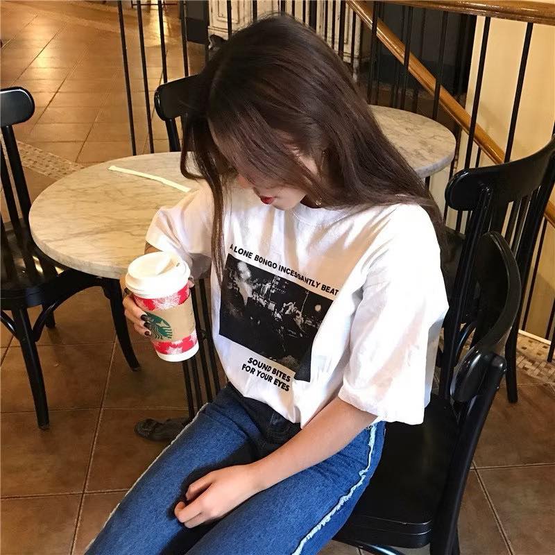 Áo pull/ Áo phông Oversize dáng dài màu trắng cho nữ