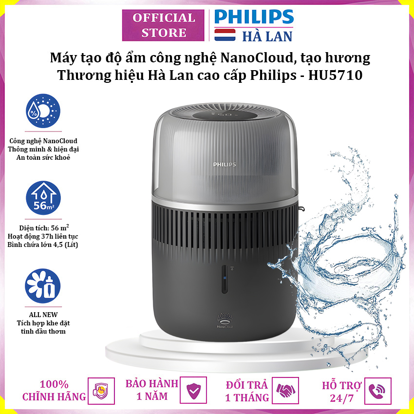 Máy tạo độ ẩm công nghệ NanoCloud tích hợp tạo hương tinh dầu thương hiệu Philips HU5710 - Hàng nhập khẩu