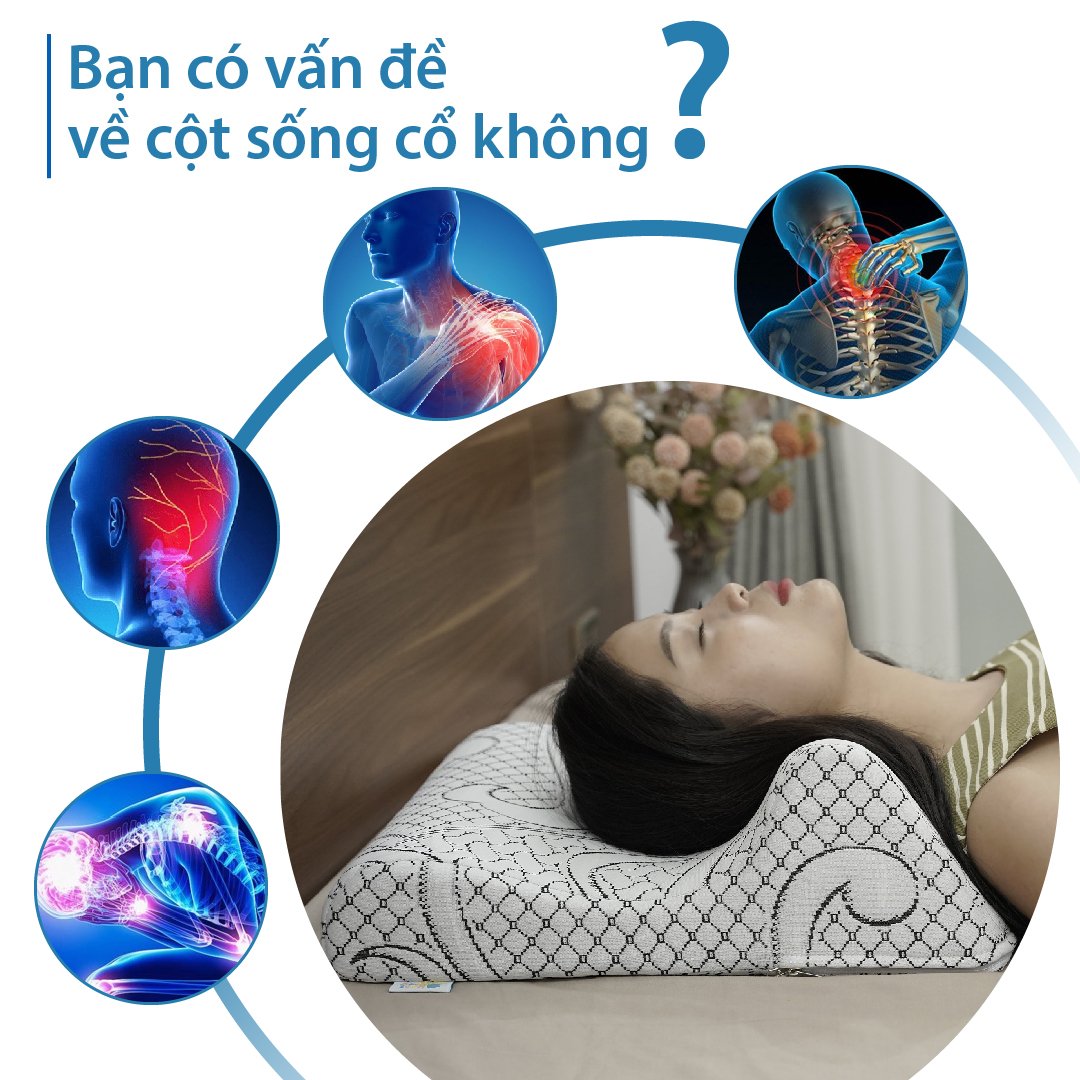 Gối chống thoái hóa cột sống cổ- AIRU giúp giảm đau mỏi cổ vai gáy, giúp máu lưu thông tốt lên não, giúp ngủ ngon và sâu hơn