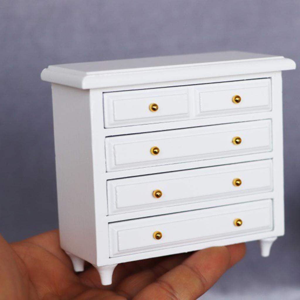 1:12 Miniature Doll Furniture Wooden Bedroom Dollhouse Bedside Cabinet