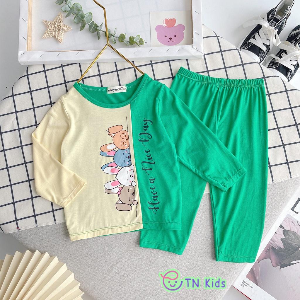 Bộ Dài Tay Thun Lạnh phối lạ mắt Mềm Mịn Thoáng Mát - Hàng Chuẩn Loại 1 Cho Bé Trai Bé Gái Từ 7-19kg