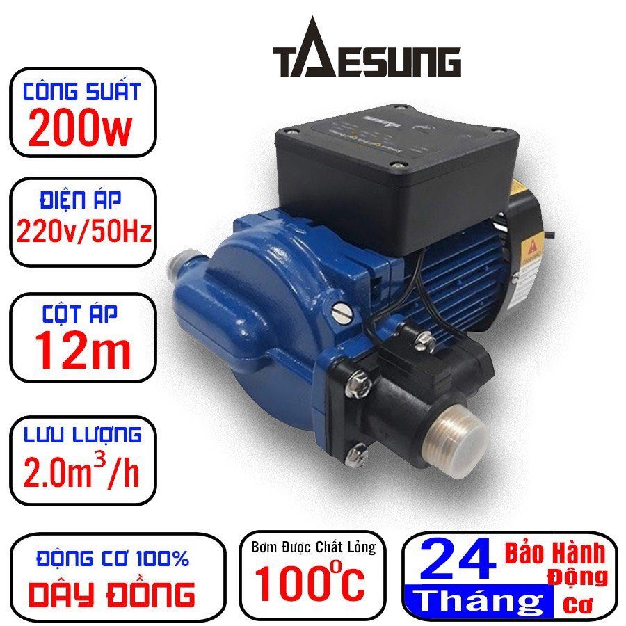 MÁY BƠM TĂNG ÁP ĐIỆN TỬ THÔNG MINH TAESUNG 200W, TĂNG ÁP CHO NHÀ 1-2 TẦNG, HOẠT ĐỘNG ÊM TIẾT KIỆM ĐIỆN