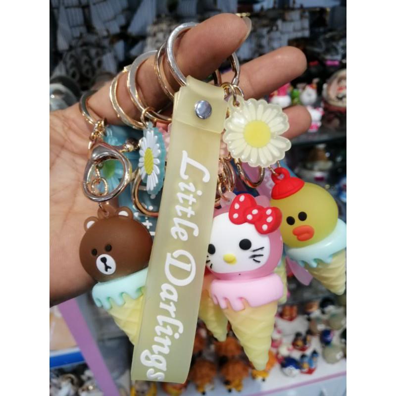 MÓC KHÓA LY KEM SILICON CÓ ĐÈN