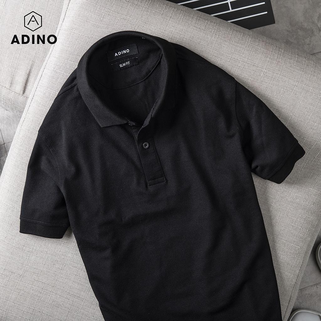 Hình ảnh Áo polo nam ADINO màu đen vải cotton co giãn nhẹ dáng công sở slimfit hơi ôm trẻ trung PL41