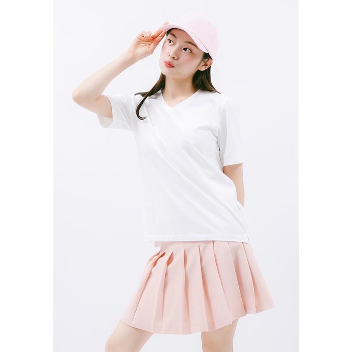 ÁO THUN TRƠN CỔ TIM NỮ - BASIC PLUS V NECK T-SHIRT - LO21162002