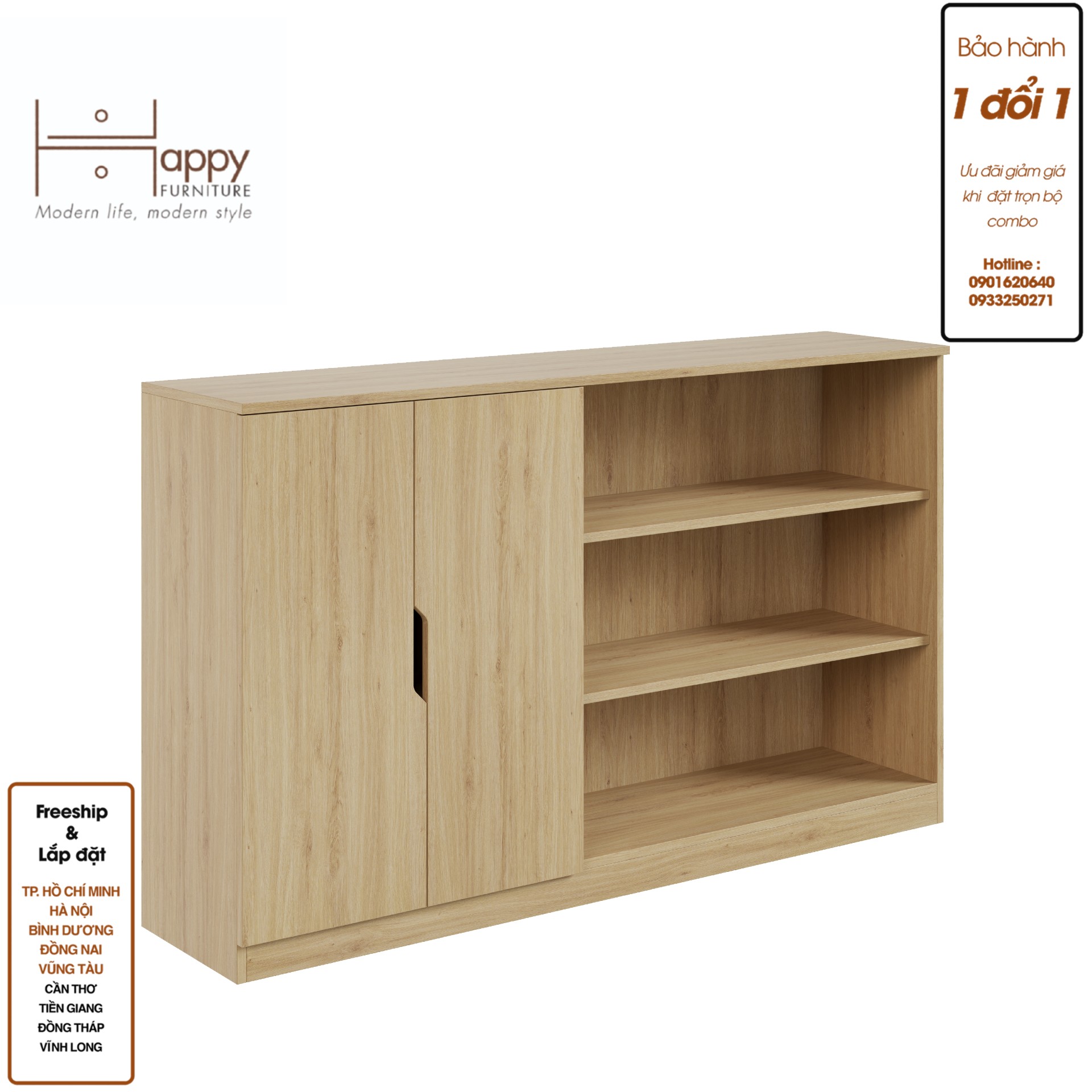 [Happy Home Furniture] DASH, Tủ đựng đồ 6 ngăn,  150cm x 35cm x 90cm ( DxRxC), TCM_025