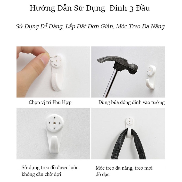 10 Móc Đóng Đinh 4 Chân, Móc Treo Đa Năng, Móc Treo Tranh, Ảnh, Chịu Lực Tốt, Chắc Chắn, Tiện Dụng. TakyHome 2221Set10