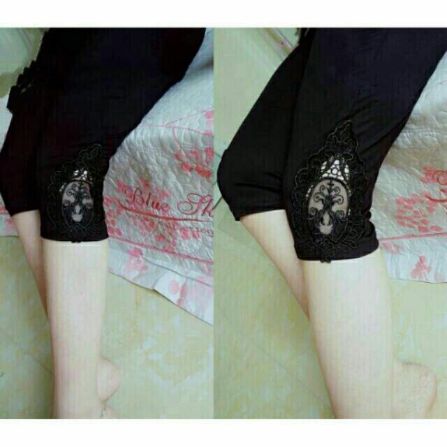 Quần Legging Lửng Dành Cho Bà Bầu Gấu Quần Phối Ren