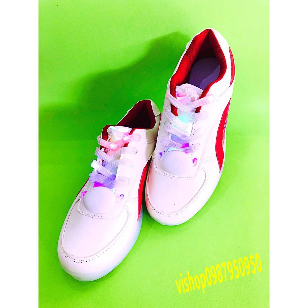 Giày phát sáng 2 vạch cong màu đỏ.Phát sáng 7 màu 8 chế độ kèm dây giày phát sáng mã SJ34 IB1991