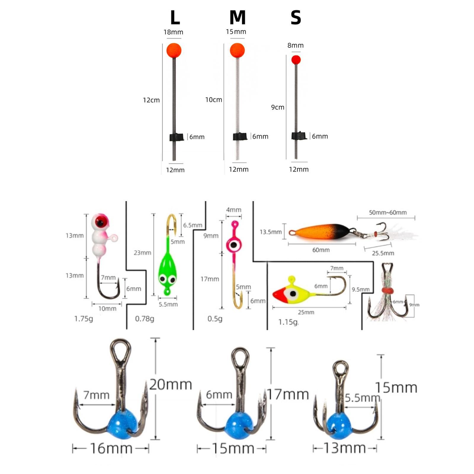Winter Fishing Set Ice Fishing Jigs with Carbon Steel Hooks Portable
