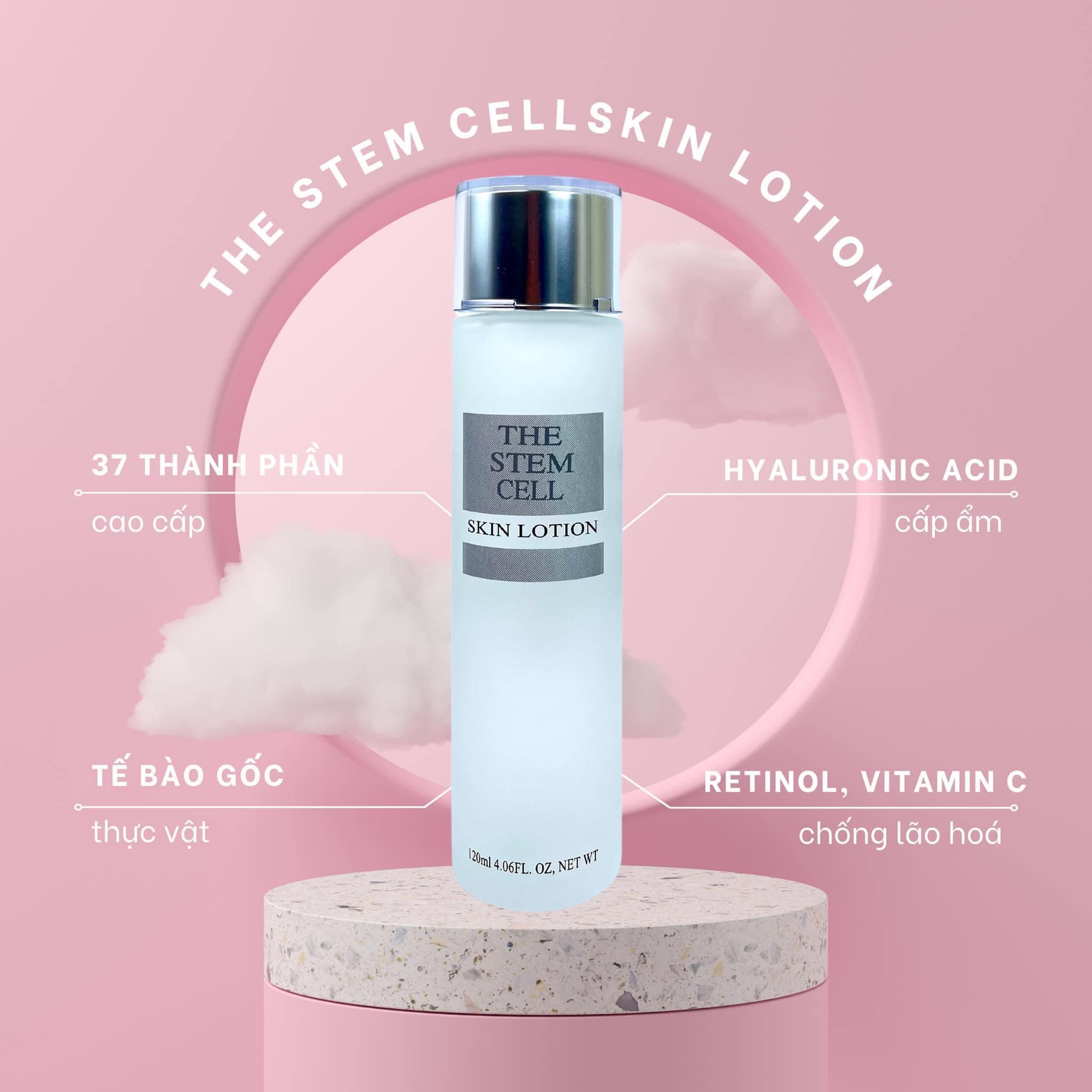 Nước hoa hồng tế bào gốc The Stem Cell Skin Lotion Nhật Bản 120ml, toner stemcell Nhật Bản