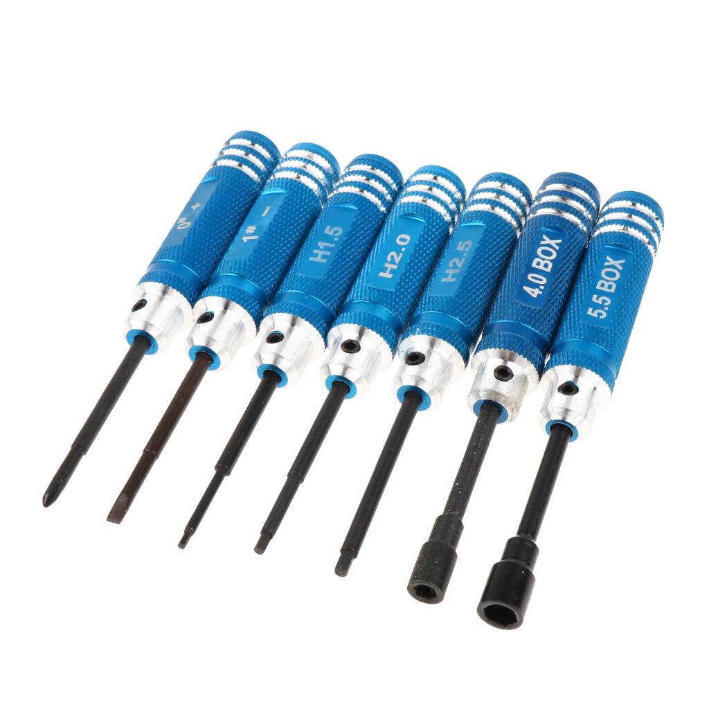 7 Món Thép Không Gỉ Bộ Tua Vít, RC Bộ Dụng Cụ Cho RC Xe Ô Tô Mô Hình Máy Bay Trực Thăng Xanh Dương