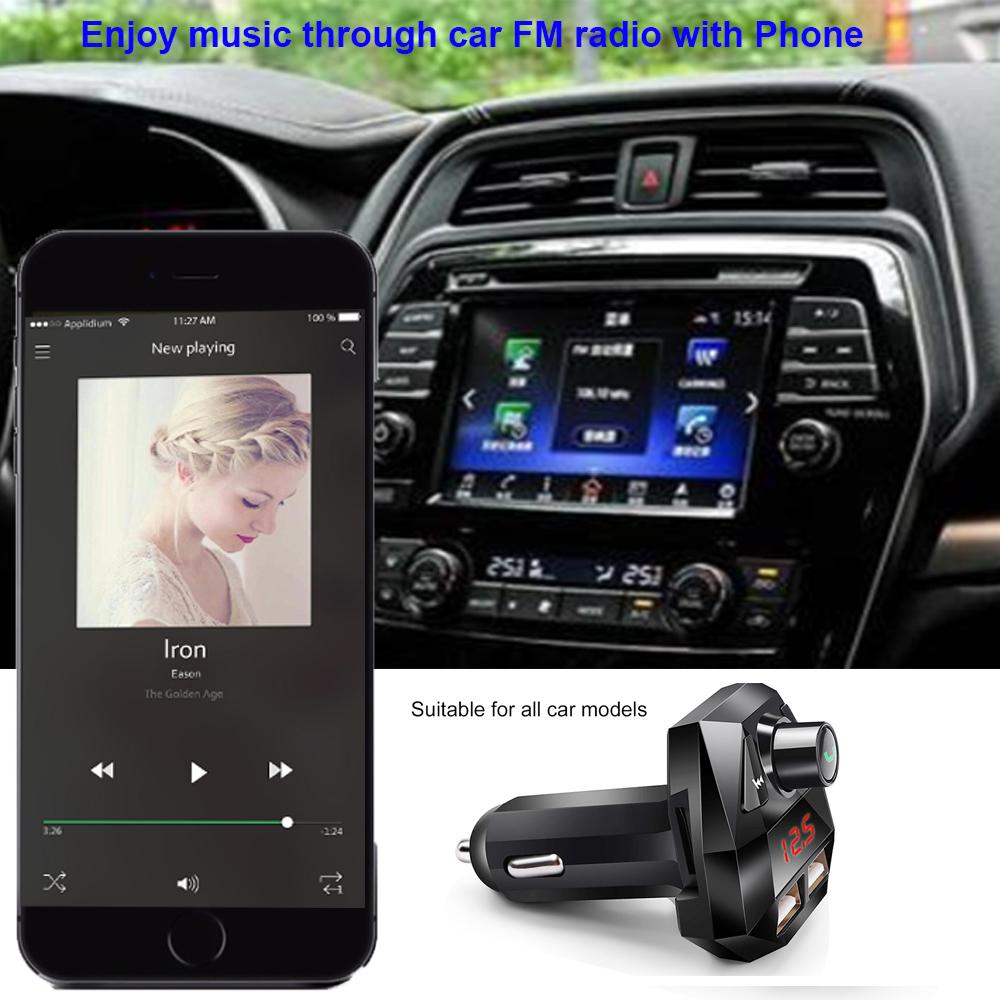 Bộ phát FM Bộ phát không dây tương thích Bluetooth Bluetooth Hands miễn phí Bộ sạc xe hơi USB 3.1A MP3 Music TF Card U Disk Aux Player